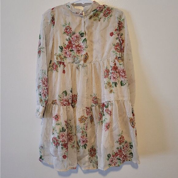 Zara Floral Kids Dress in Cream and Pink - Picture 2 of 5